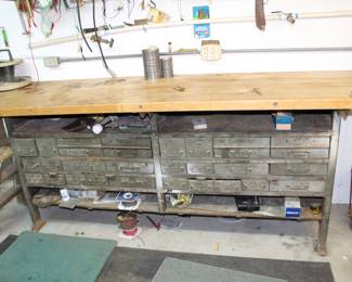 metal drawers with wood worktop