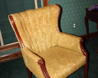 gold brocade arm chair