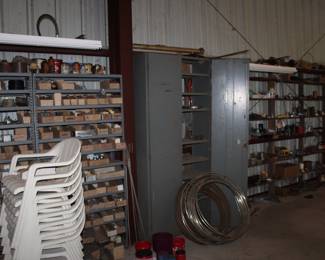 bins of parts, fittings, fasteners
