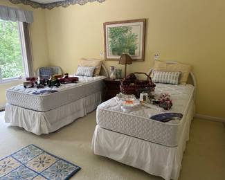 Twin Mattress and Boxspring with Frame,Floral Rug