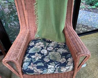 Wicker Arm Chair (A), Throw Blanket