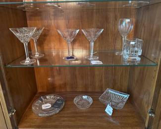 Waterford Lissadel Martini Glasses, Waterford Lismore Square Bowl, Waterford Millenium Signed Plates