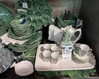 Bordallo Cabbage Egg Tray, RS Prussia Tea Set, Olfaire Cabbage Chip and Dip Tray