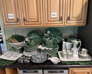 Bordallo Cabbage Egg Tray, RS Prussia Tea Set, Olfaire Cabbage Chip and Dip Tray