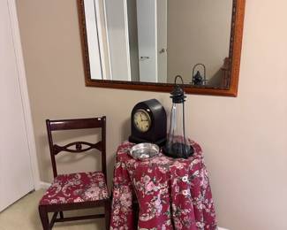 Tell City Chairs, Mirror, Mantle Clock