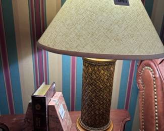 Ethan Allen Lamp, Pink Marble Bookends 