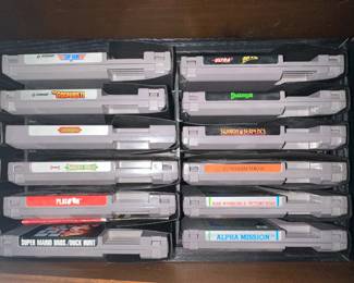 NES Mario Bros. & Duck Hunt, NES Platoon, NES Castlevania, NES Castlevania II Simon's Quest, NES The Goonies II, NES Top Gun,NES Skate or Die,  NES Shadowgate, NES Swords and Serpents,  NES Dungeon Magic: Sword of the Elements, NES Ikari Warriors II: Victory Road, NES Alpha Mission,NES The Adventures of Bayou Billy
