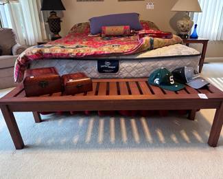 Wooden Bench, Decorative Faux Wood Boxes