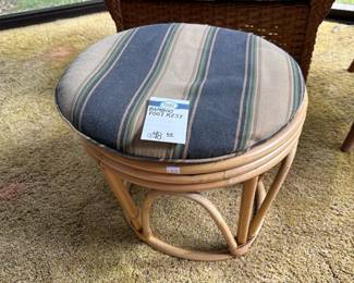 Bamboo Foot Rest, Wicker Arm Chair (A)