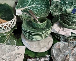 Bordallo Cabbage Egg Tray, Olfaire Cabbage Chip and Dip Tray