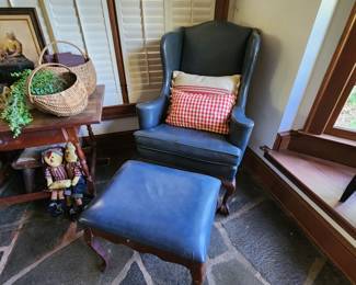 Leather Chair and Ottoman