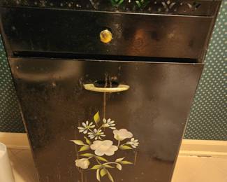 Vintage Handpainted Metal Hamper
