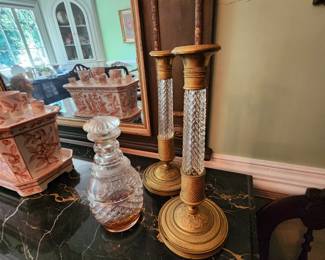 Crystal and Bronze Candlesticks (pair available)