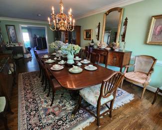 Henkel-Harris Mahogany Pedestal 9 1/2 ft Dining Table