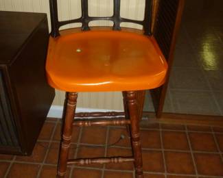 mid century fiberglass & wood bar stool