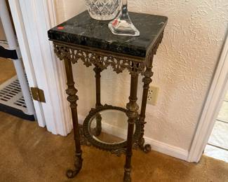 Brass and marble pedestal