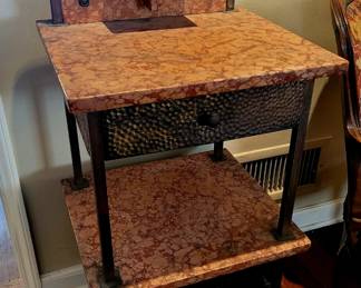 Antique marble and brass stand