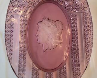 Vintage pattern glass Columbia bread tray...rare!