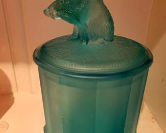 Tiffin glass Boar cigar humidor