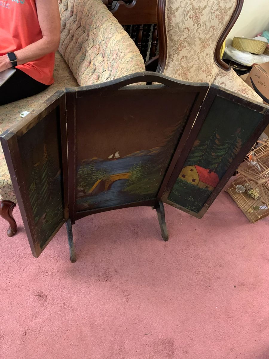 #3	Painted Wood Fireplace Screen w/2 legs - 36x34	 $40.00 

