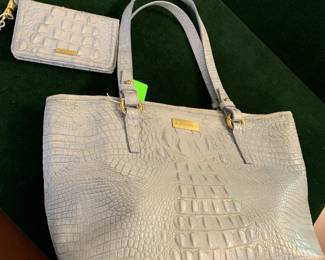 #22	Brahmin Dusty Blue Leather Shoulder Bag w/Wallet/Clutch	 $45.00 
