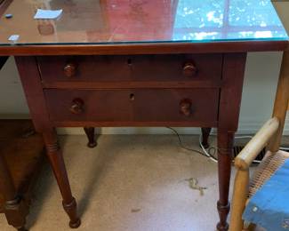 #63	2 Drawer End table on Legs w/protective Glass on Top - 27x22x28	 $75.00 
