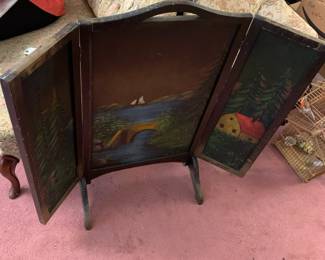 #3	Painted Wood Fireplace Screen w/2 legs - 36x34	 $40.00 
