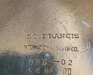 #87	St Francis Int'l Silver Co. Teapot	 $25.00 
