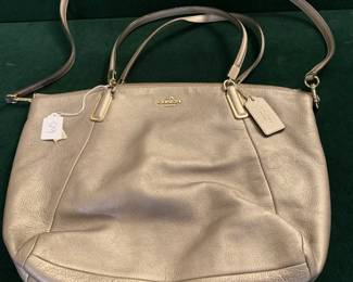 #14	Coach Silver Leather Shoulder Bag (no serial number inside)	 $60.00 
