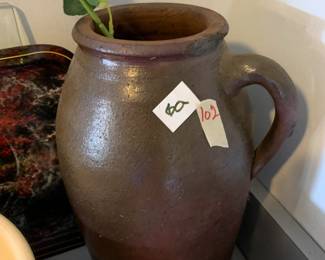#102	12 inch brown jug	 $30.00 
