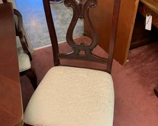 #5	Double Pedestal Dining Table w/8 Chairs & 2 leaves 64-100x4-x30H w/3 Table Pads	 $275.00 
