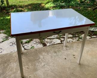 #106	Porcelain top wood table with one drawer 40x25x30	 $65.00 
