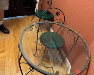 Glass top Patio Table with 2 Chairs