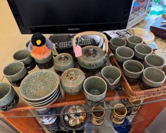 Japanese Golden Horse with Hearts double wall tea set