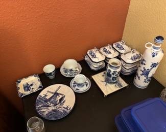 Blue Deft and Covered Portuguese Compote Bowls