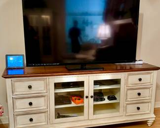 Haverty’s rustic farmhouse tv stand cabinet, tv not for sale