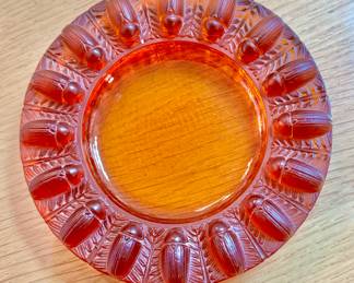 Rare Amber Lalique scarab ash tray