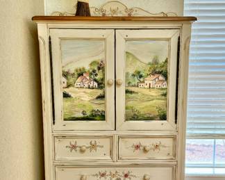 Hand painted cottage cabinet