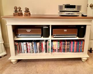 Sander bookcase credenza, Bose wave stereo CD player