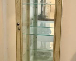 Hand painted lighted curio cabinet