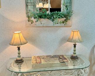 Glass top wall table