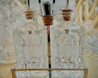 American Fostoria orange bitters dispenser set