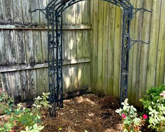 Black iron arched trellis