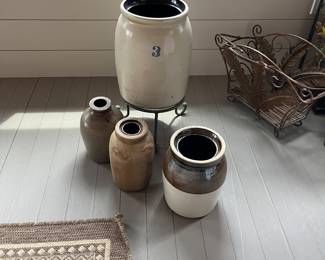 4 antique crocks