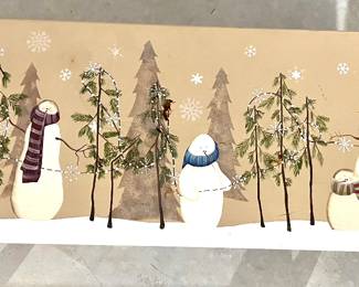 Snowman scene bench 