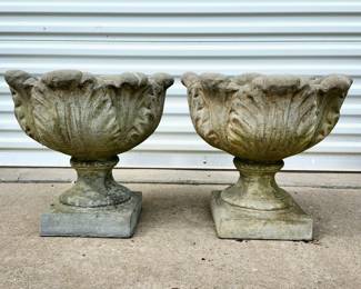 Matched pair of cement urns