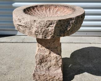 Solid granite bird bath