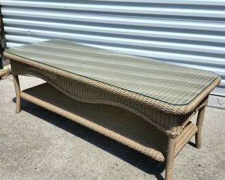 Glass top woven table