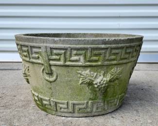 Concrete planter with greek key design