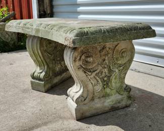 Cement garden bench